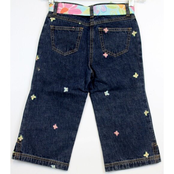 NWT 2006 Gymboree Palm Springs Denim Capris Butterfly Embroidery Fabric Belt - Picture 5 of 8